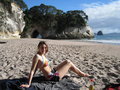 Early Morning Sunbathe at Cathedral Cove