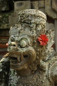 Stone statue at Hindu temple, Central Ubud