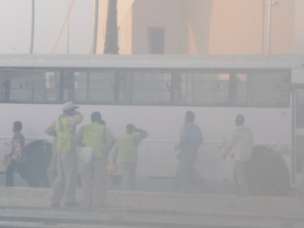 Yas Island workers summer sand storm