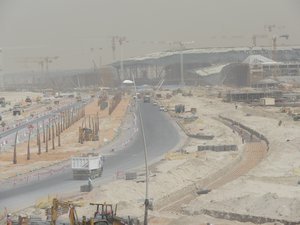 view from Rotana, Ferrari centre under construction