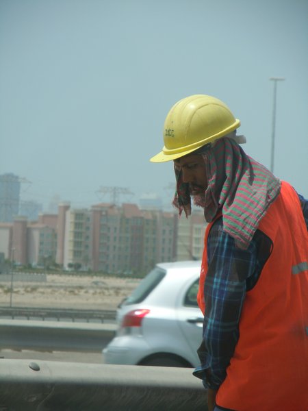 roadside worker in the heat