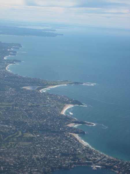 Les plages du nord de Sydney depuis l'avion au retour du seminaire