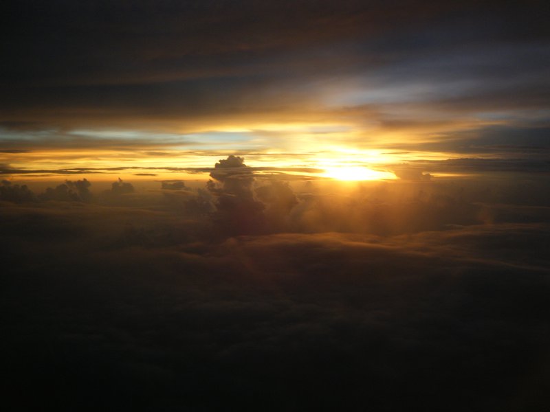 Coucher de soleil depuis l'avion