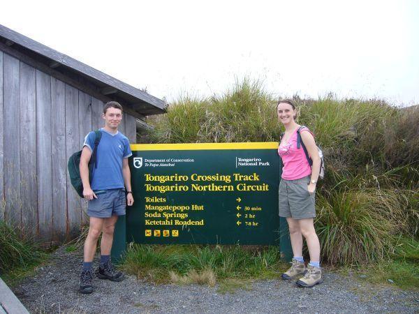 At the start of the Tongariro crossing