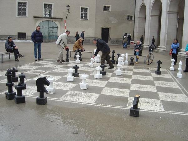 A friendly game of chess on the streets of Salzburg.