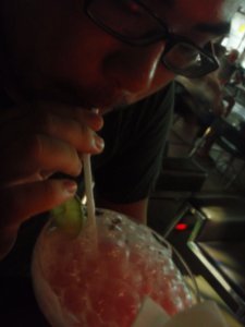 blowing bubbles in my cocktail