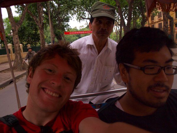 us in a man powered tuk-tuk... we got a little guilty towards the end