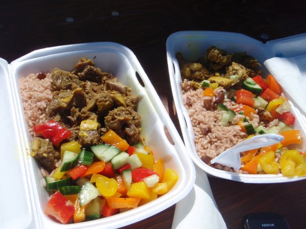 goat curry and jerk chicken