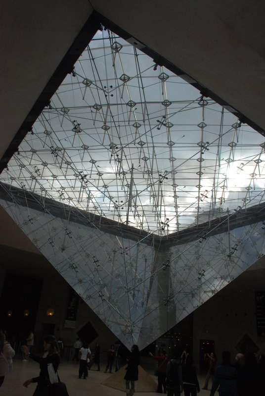 Underneath the Louvre triangle