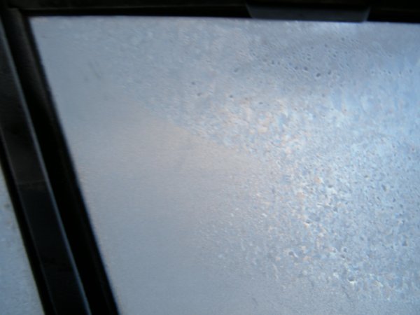 Ice inside of bus