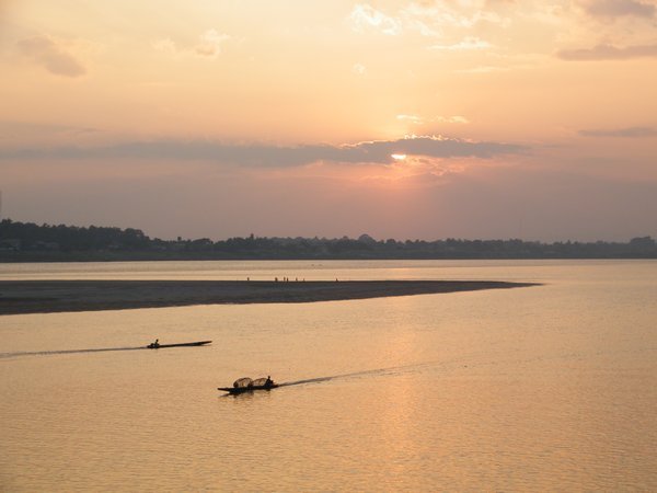sunset over the Mekong at Vientiane