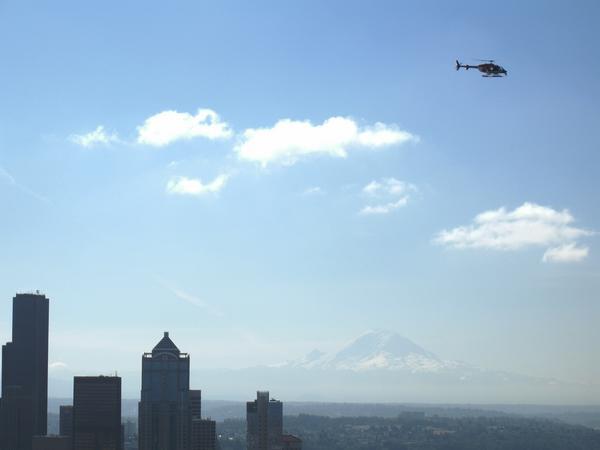 Mt Ranier and a Helicopter, 