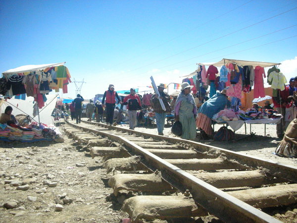 Dis-used railway running through the market