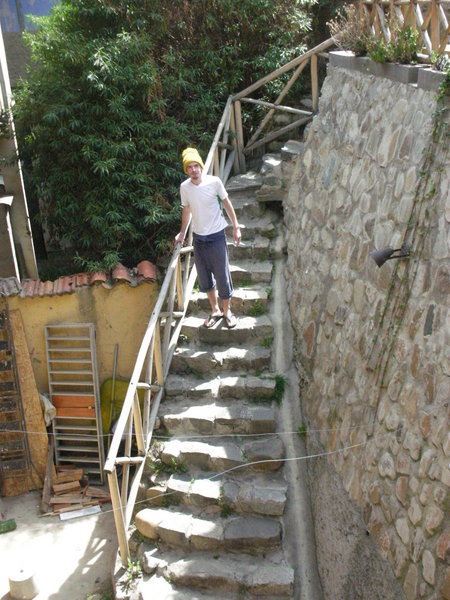 Stone steps up to our terrace