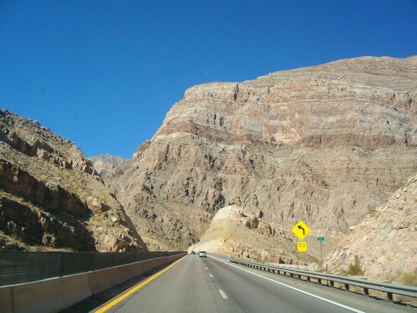 Driving through the canyon near St. George, UT