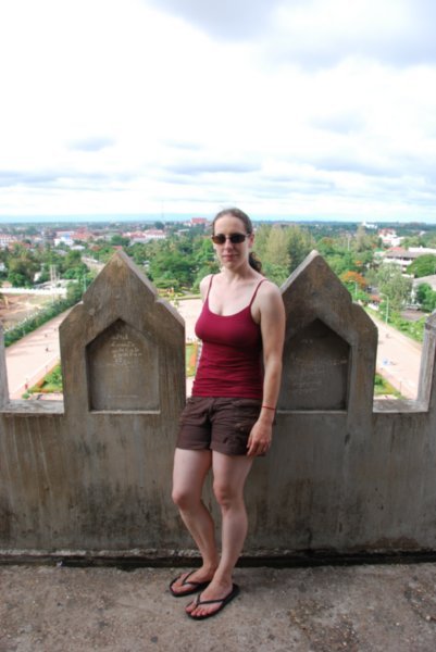 Gayle at the top of Patuxai