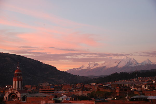 Sunset from the Roof Terrace of Our Hostel, Huaraz