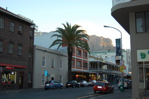 Long Street Backpackers with Table Mountain in the background