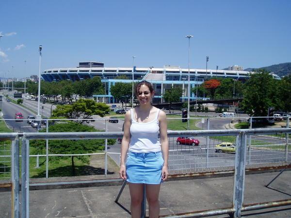 Eleni outside the Maracanã