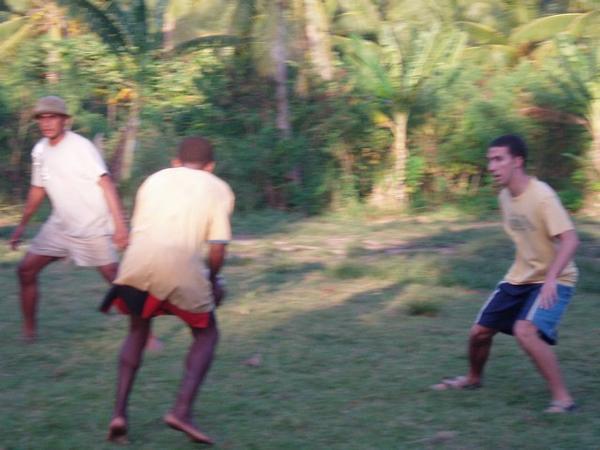 Eric plays rugby with the locals