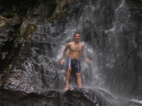 Enjoying the waterfall