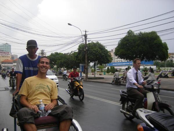 Getting a cyclo through Ho Chi Minh City