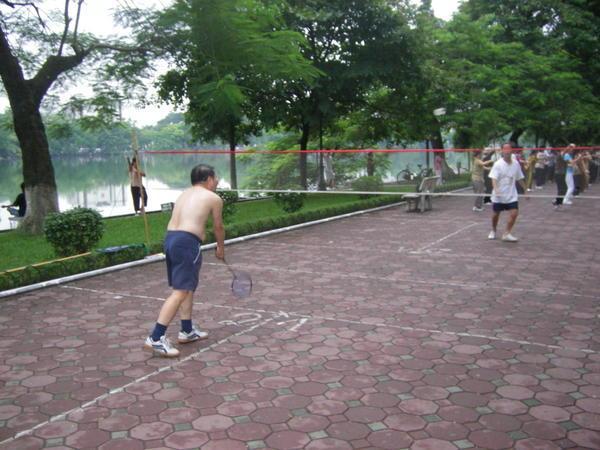 Early morning badminton