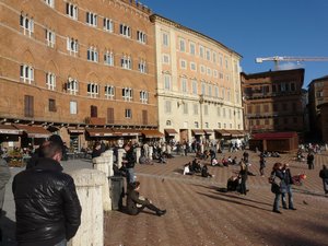 The Central Piazza In Siena