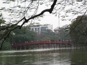 Bridge to Pagoda in Hanoi