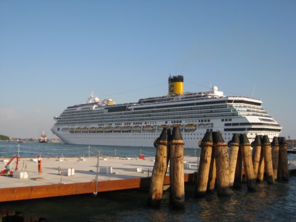 One of many cruise ships coming into Venice