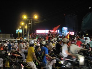 Vietnam celebration after they won a football game.