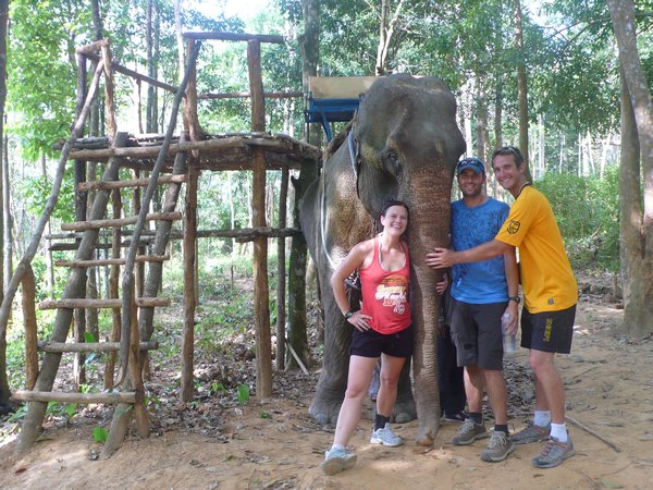 With an elephant on the way to the cave.