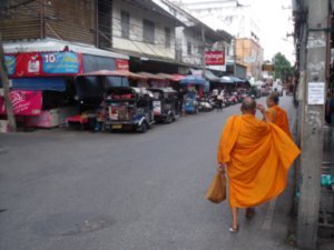 Monks on the streets of Chiang Mai