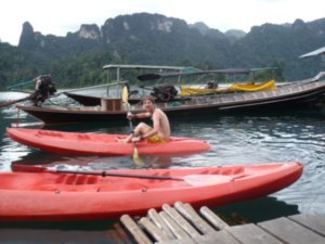 Kayaking off to an island, Khao Sok National Park