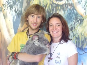 Cuddling Chibby the Koala