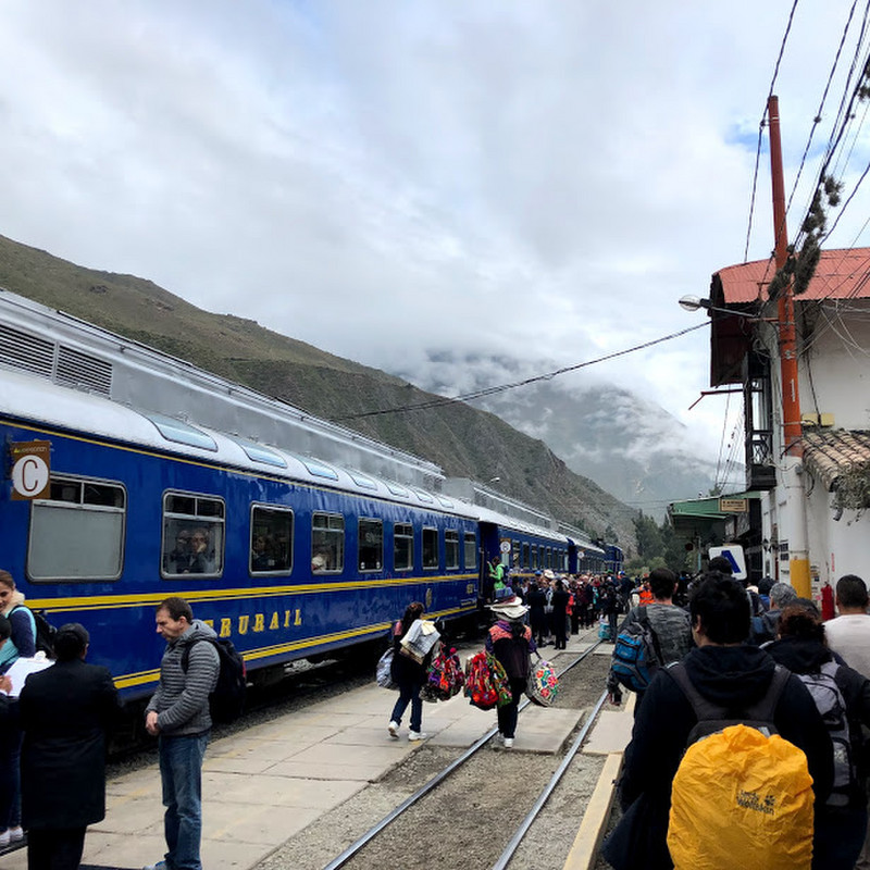 Peru Rail at the station of Ollantaytambo - on our way back to Cusco