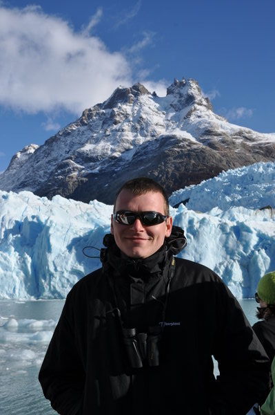 Kevin in front of glacier Spegazzini