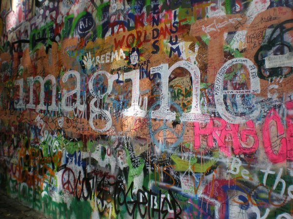 The John Lennon wall ... controlled graffitti!