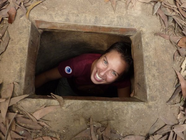 heading down one of the entries to the cu chi tunnels