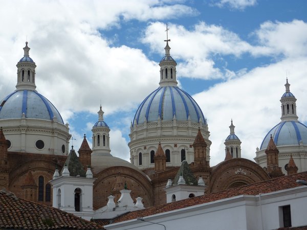 the gorgeous blue domes of the cathedral in Cuenca