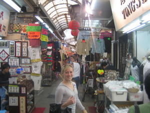 Melanie shopping at Stanley Market