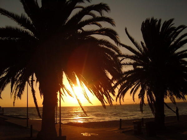 Sun setting over Port Phillip Bay