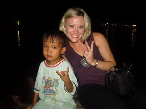 A little boy on our evening boat ride as his father took us around the river
