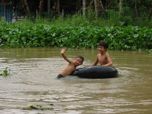 Some kids playing in the Mekong Delta