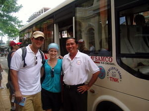 Our tour guide for the Mekong Delta...did you notice we are wearing the same shirt??