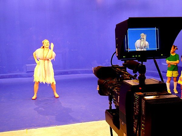 Melanie (Barbie) dancing on the blue screen