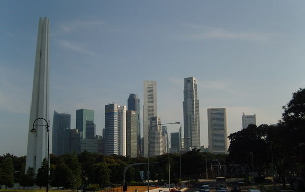 The Civil War Memorial and The Financial District of Singapore