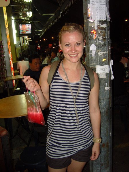 Fresh squeezed juice in a bag in Geylang -  'The Red Light District'