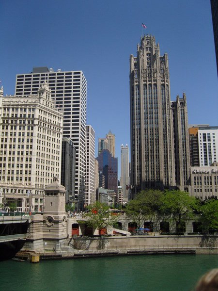 The Wrigley Building, Tribune Tower, and Michigan Avenue Bridge