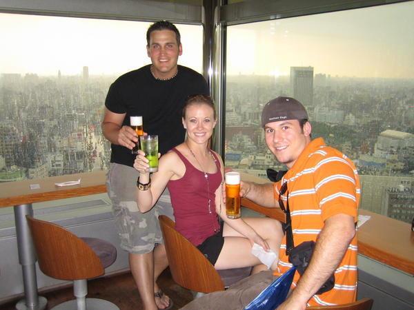 drinking atop the Asahi Beer Building